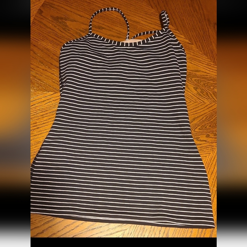 lululemon athletica Black and White Striped Tank